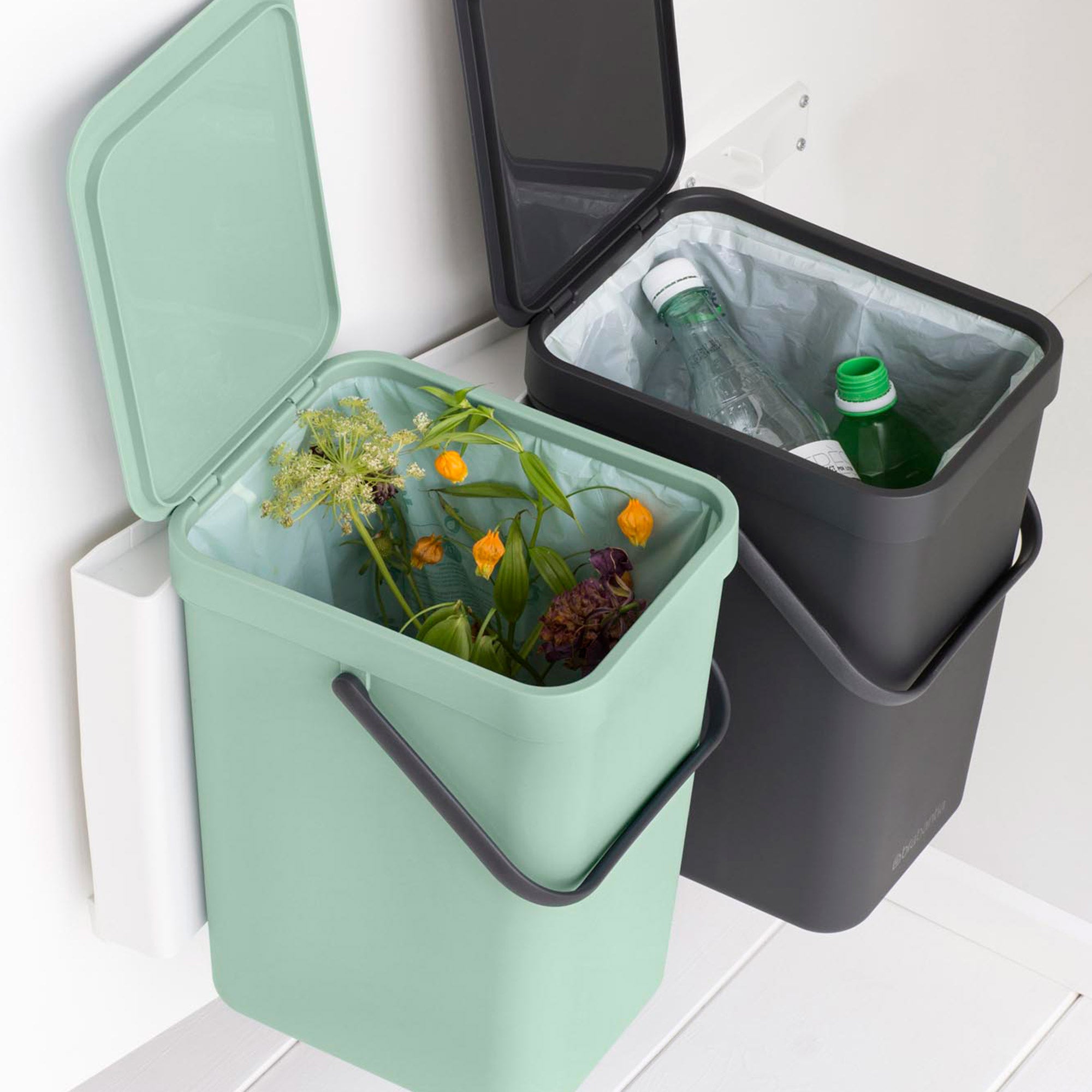 Brabantia Built-in Bin Sort & Go 2 x 16L - Jade / Grey