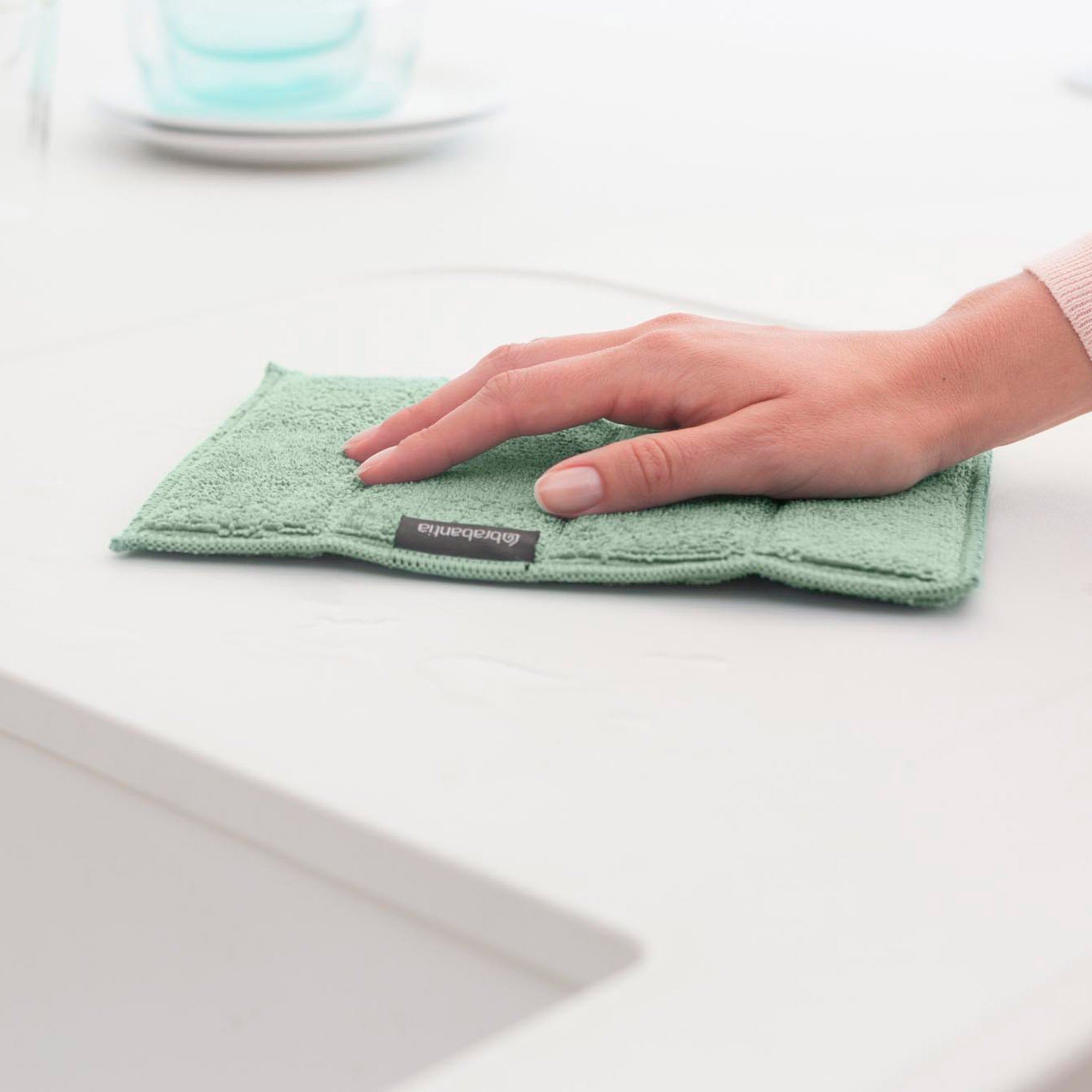 Brabantia Microfibre Cleaning Pads, Set of 3, 16x22 cm (Dark Grey / Light Grey / Jade Green)