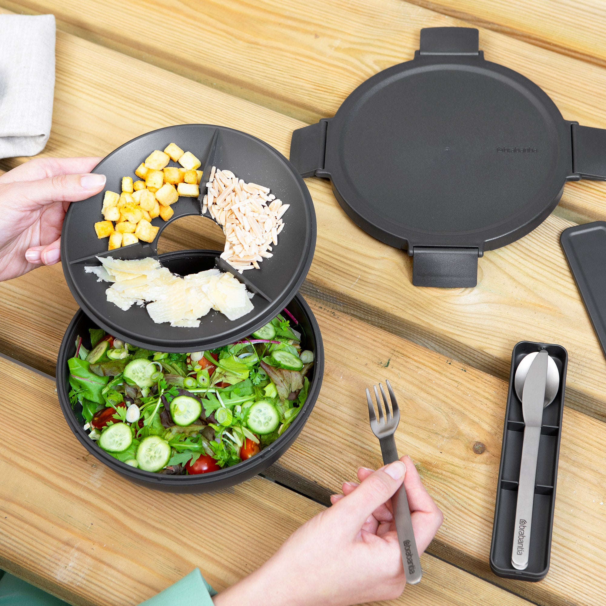 Brabantia Make & Take Salad Bowl 1.3L Dark Grey