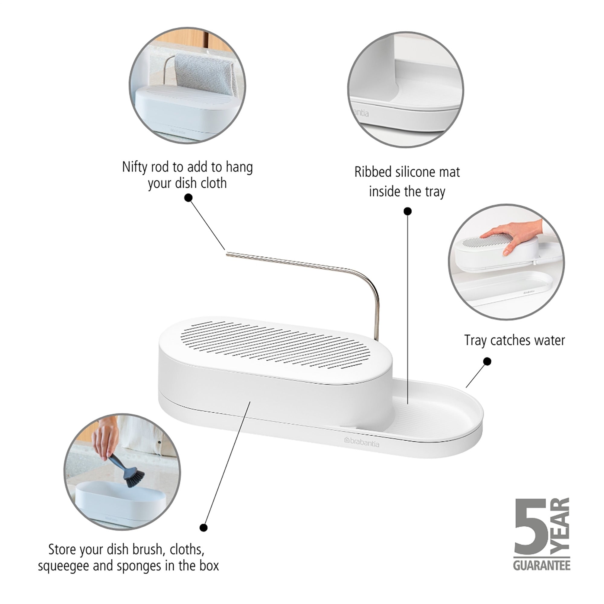 Brabantia Sink Organiser - Mineral Fresh White
