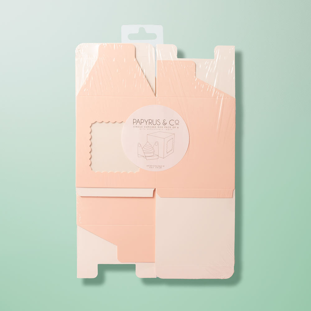 Papyrus Scalloped Single Cupcake Box Pastel Pink 6 Pack