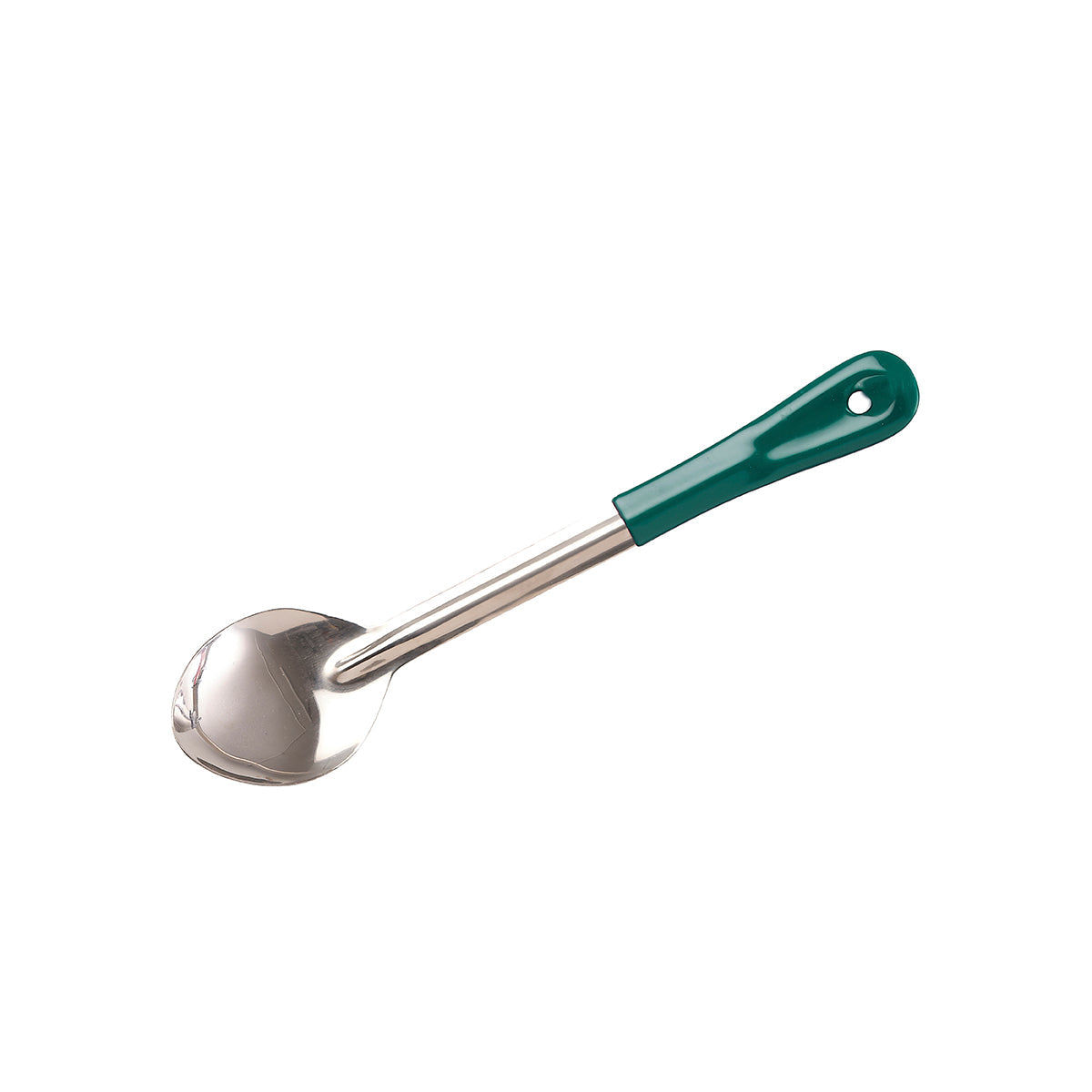 Chef Inox Basting Spoon Solid Stainless Steel Green Handle 330mm