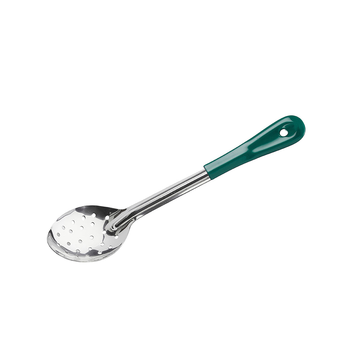 Chef Inox Basting Spoon Perforated Stainless Steel Green Handle 330mm