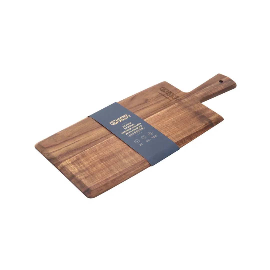 KH Hand Kraft Acacia Paddle Serving Board with Handle 48 x 20cm