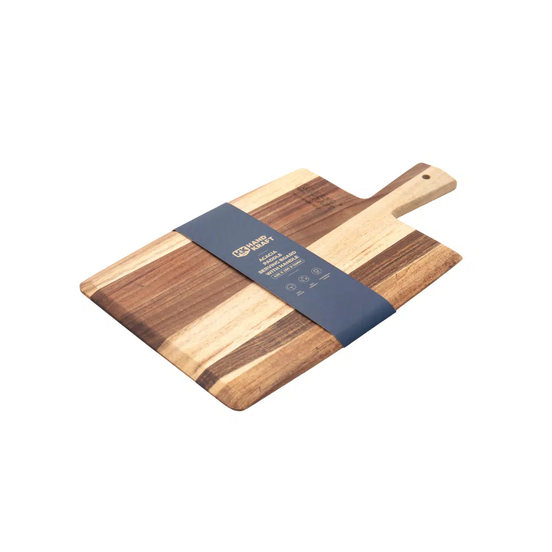 KH Hand Kraft Acacia Paddle Serving Board with Handle 43 x 25cm