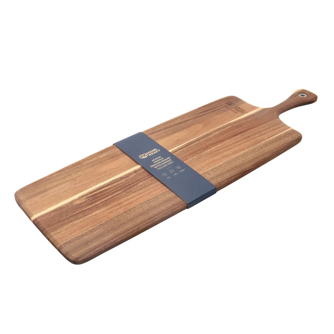 KH Hand Kraft Acacia Paddle Serving Board with Handle 76 x 25cm