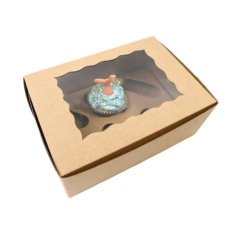 Bake Group Cupcake Box with PVC Window 6 Cupcake Brown