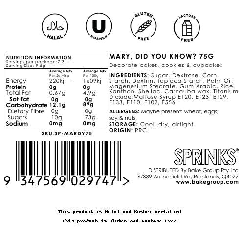 Sprinks Mary Did You Know Sprinkles 75g
