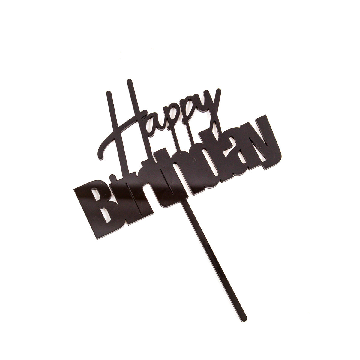 Cake & Candle Fun Happy Birthday Cake Topper Black