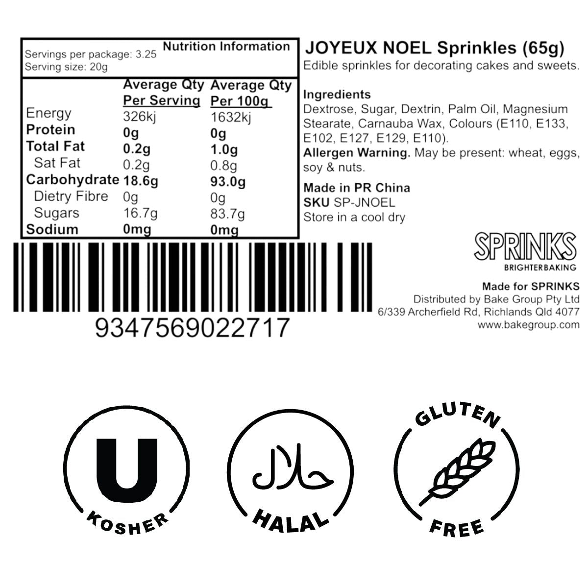 Sprinks Joyeux Noel Sprinkles 65g