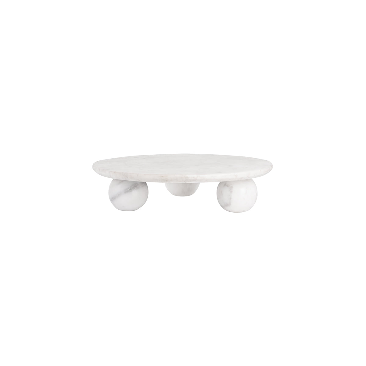 Chef Inox Serve White Marble Round Board with Large Round Feet 350x85mm