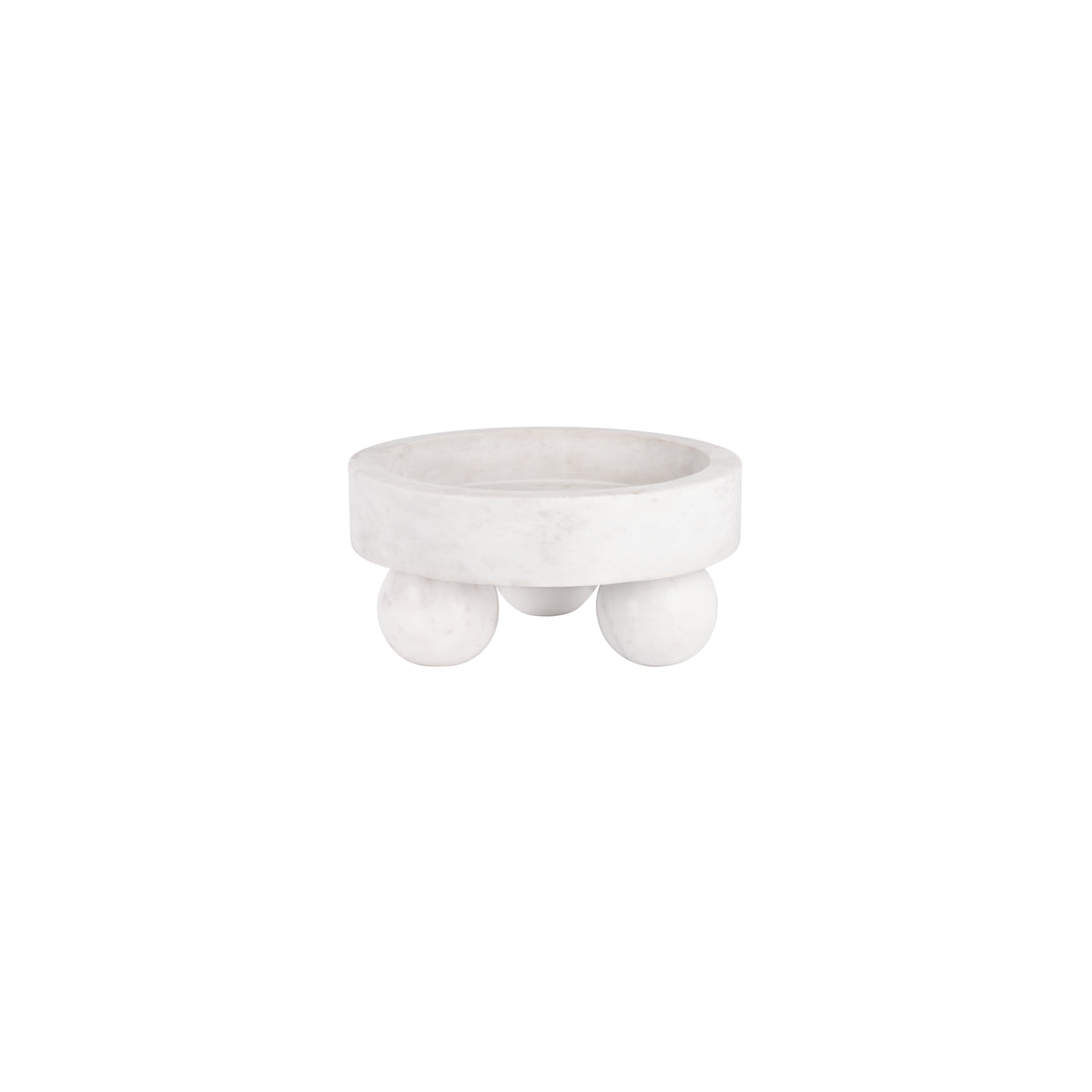 Chef Inox Serve White Marble Round Display Bowl with Large Ball Feet 250x118mm