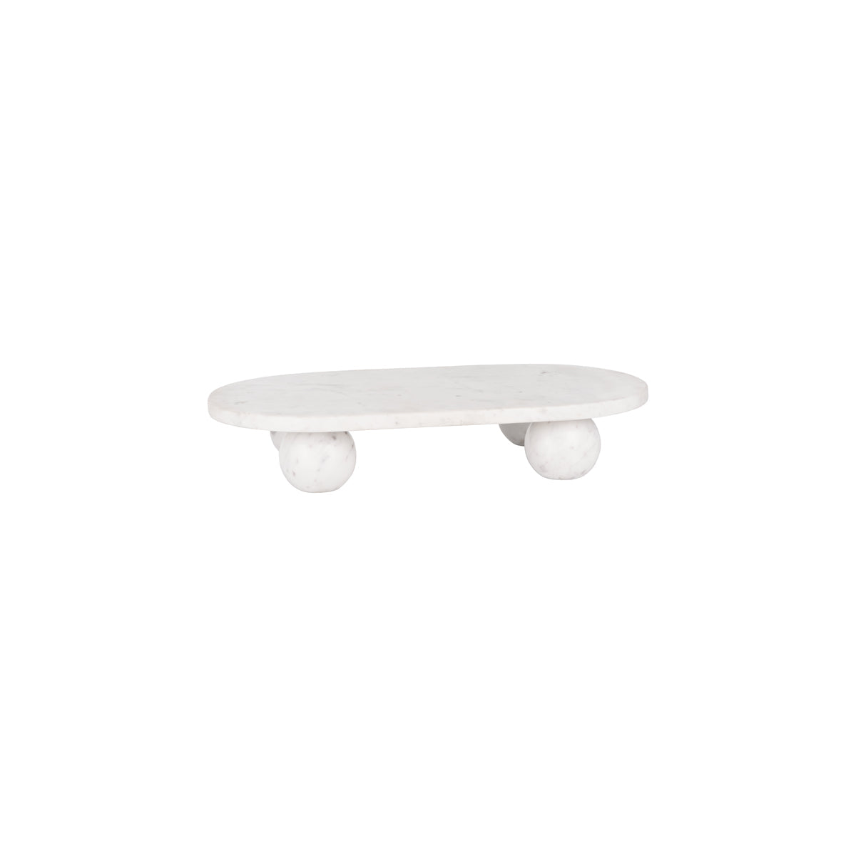Chef Inox Serve White Marble Oval Platter with Large Round Feet 460x260x85mm
