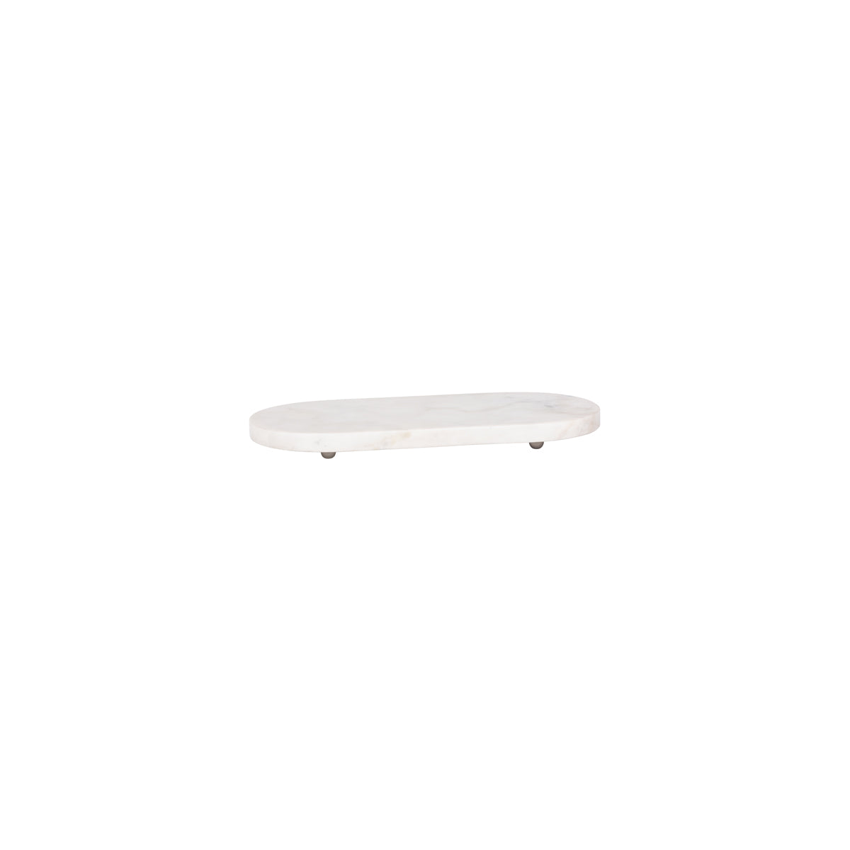 Chef Inox Serve White Marble Oval Board with Small Metal Feet 365x170mm