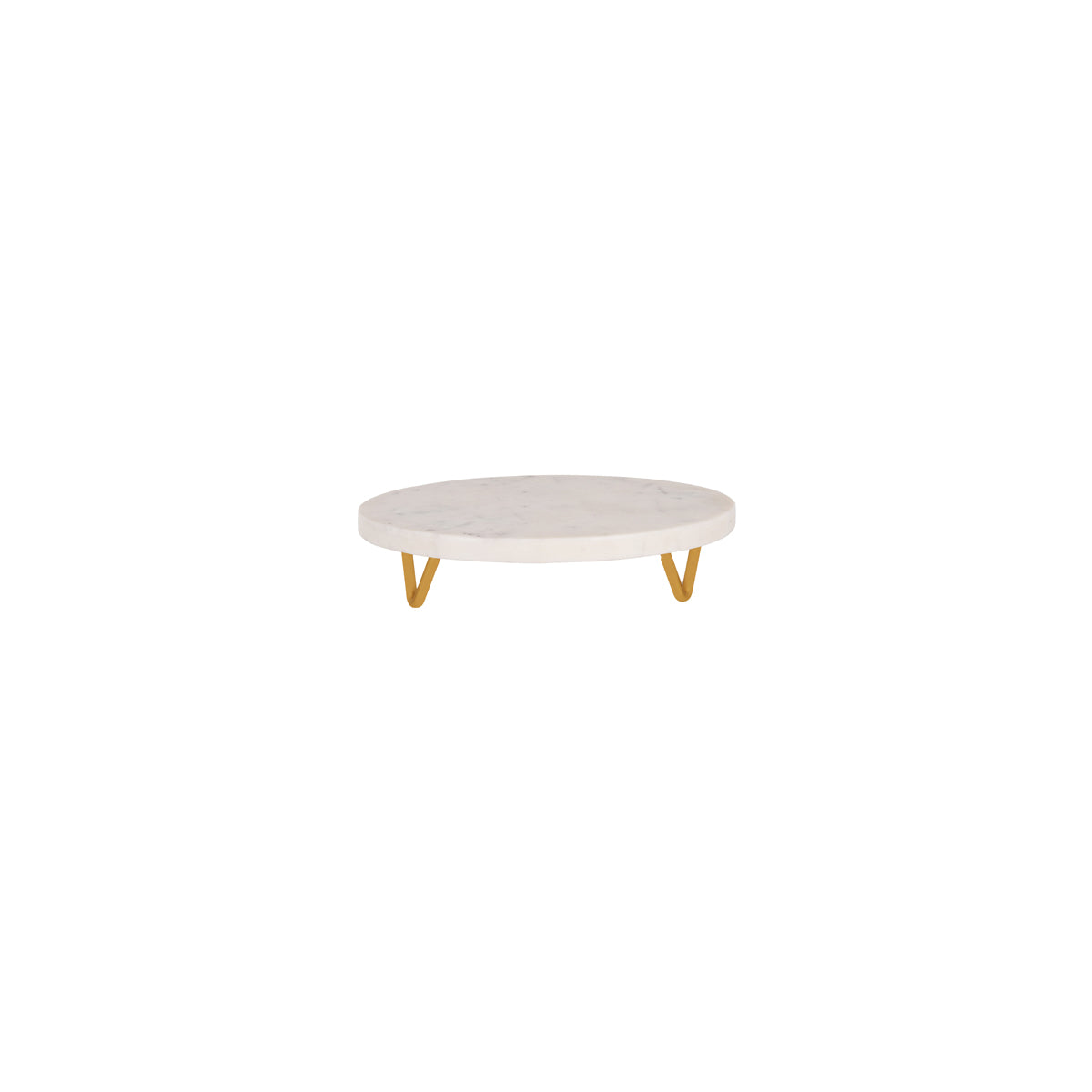 Chef Inox Serve White Marble Round Display Stand Metal Legs 230x55mm