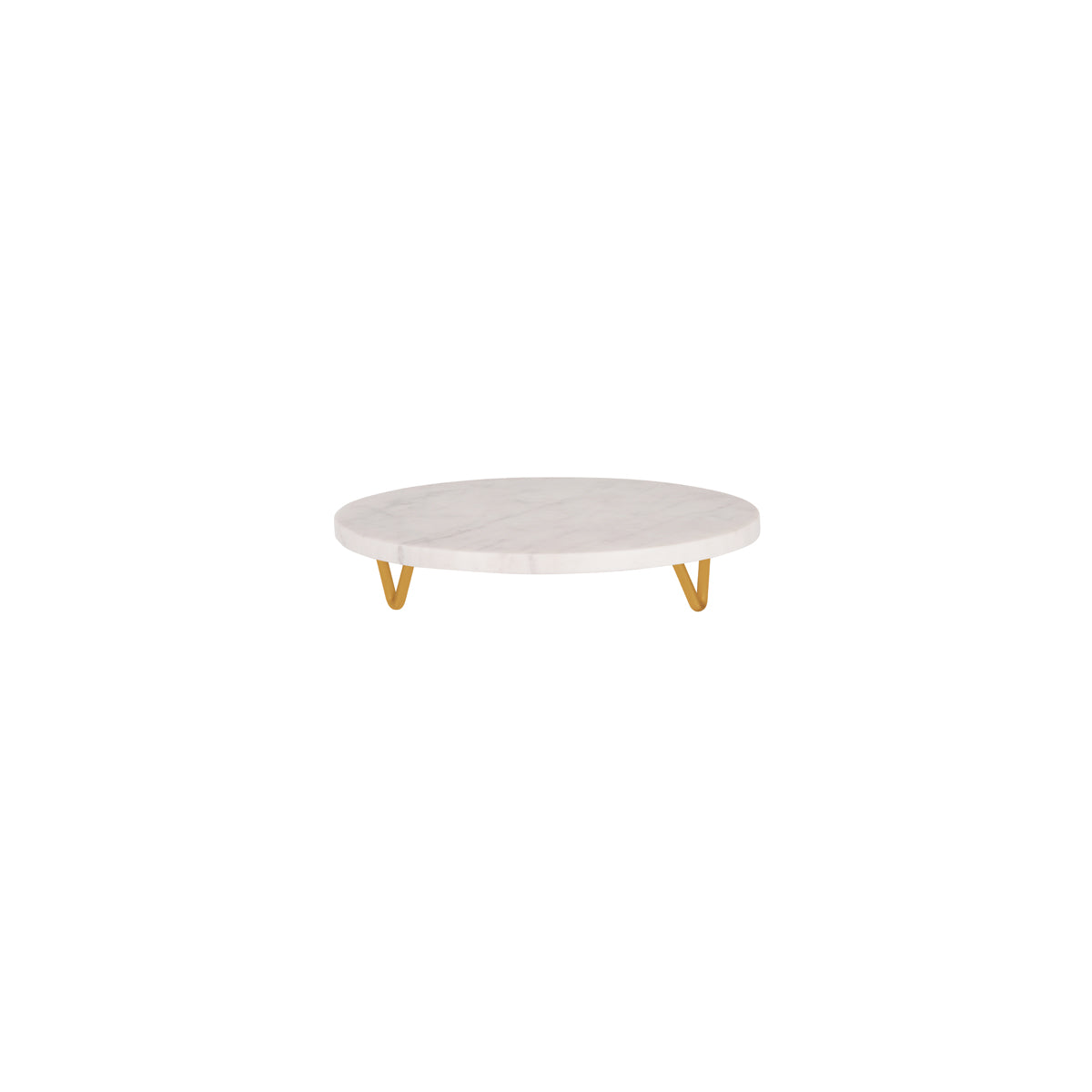 Chef Inox Serve White Marble Round Display Stand Metal Legs 300x55mm