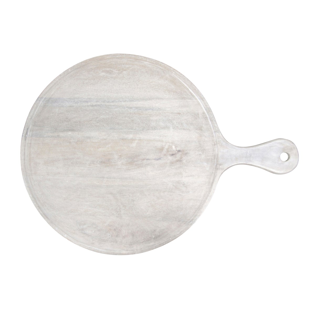 Chef Inox Mango Wood Round Serving Board with Handle White 570x20mm
