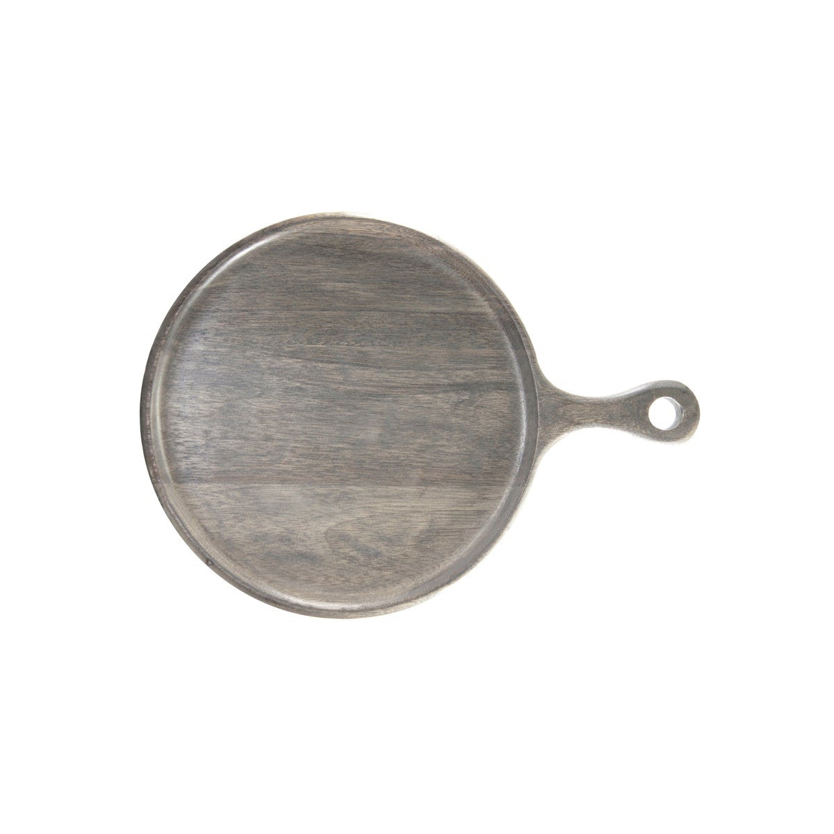 Chef Inox Mango Wood Round Serving Board with Handle Grey 300x15mm