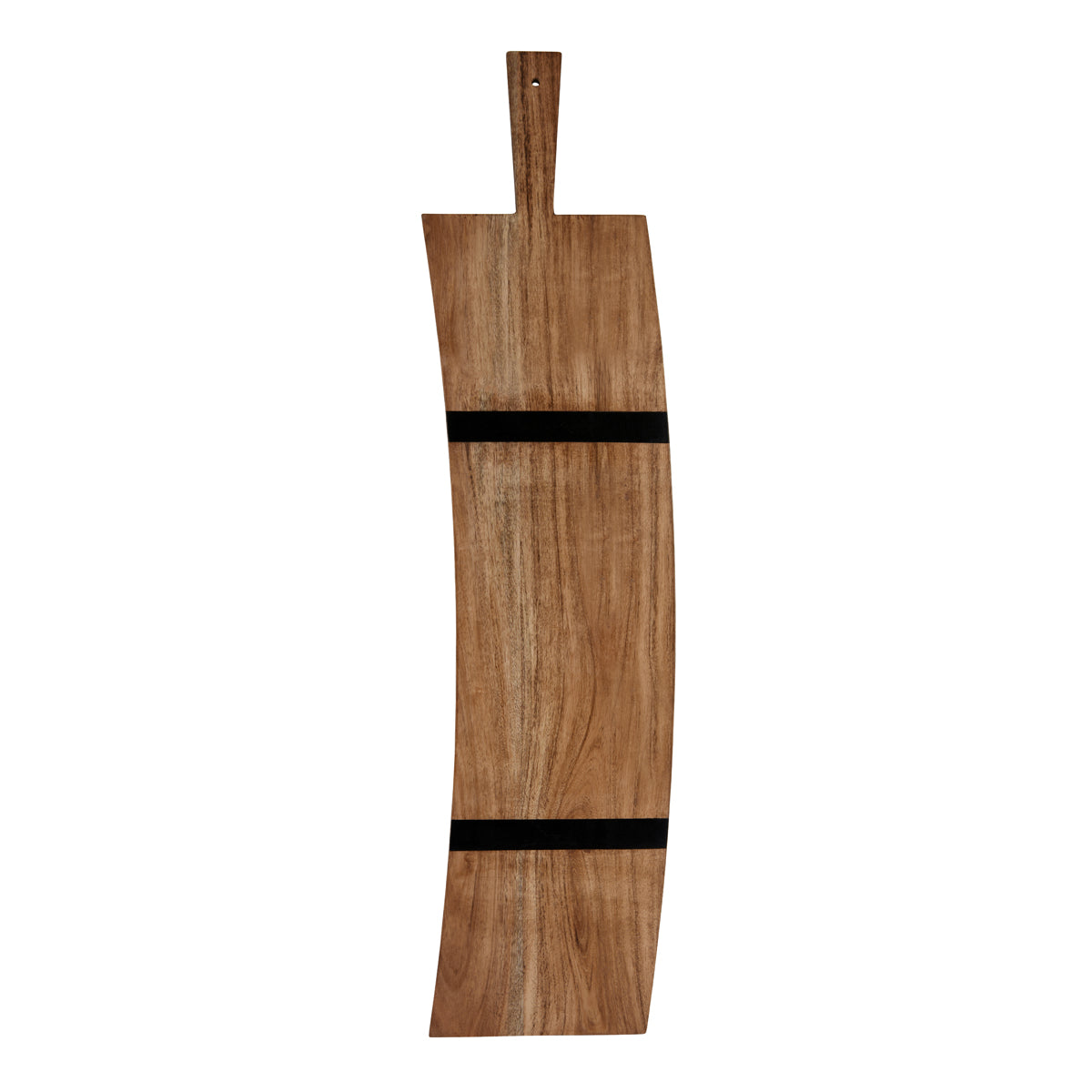 Chef Inox Serve Natural Acacia Paddle Board Bent with Black Acacia Inlay 810x185x25mm