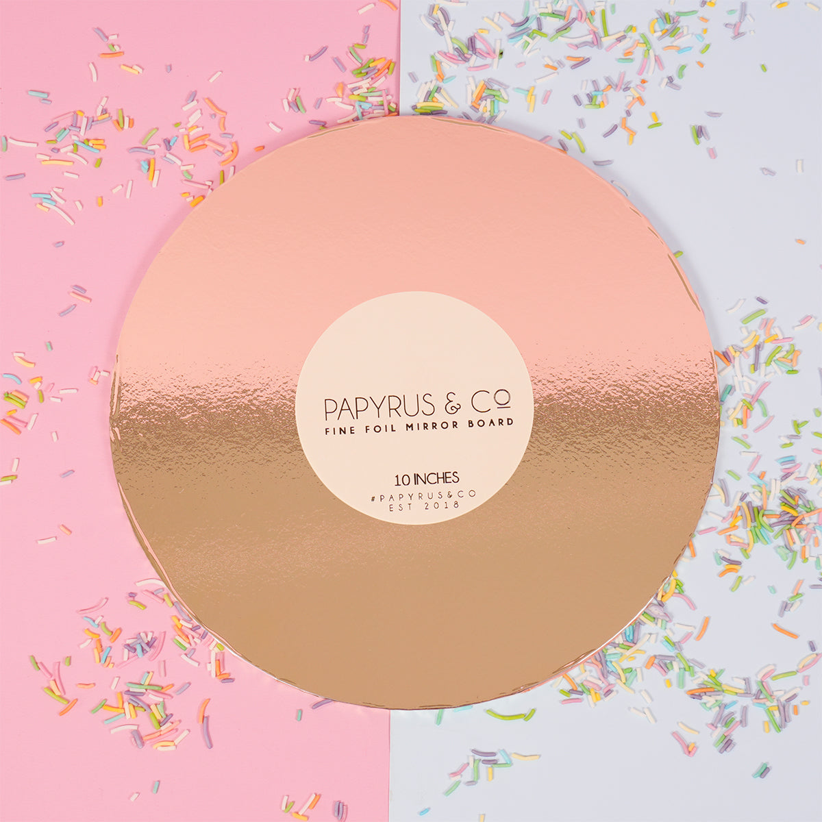 Papyrus Mirror Masonite Cake Board Round Gold 10in