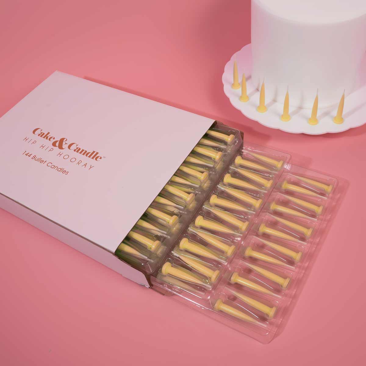 Cake & Candle Lemon Yellow Bullet Candles 144 Pack