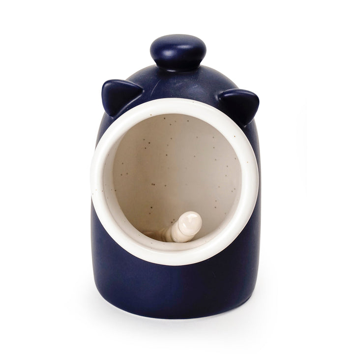 RSVP Stoneware Salt Pig with Spoon 12.5cm - Blue