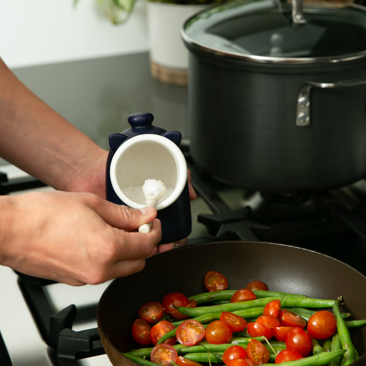 RSVP Stoneware Salt Pig with Spoon 12.5cm