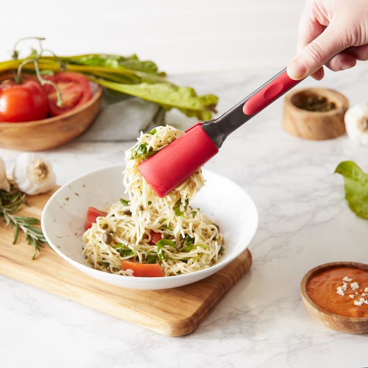 RSVP Endurance Square Tip Silicone Tongs 23cm - Red