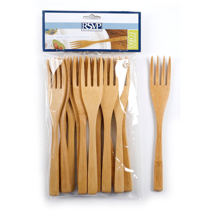 RSVP Bamboo Reusable Forks Pack of 12 16.5cm