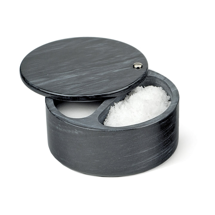 RSVP Marble Swivel Top Salt Box 13 x 6cm - Black
