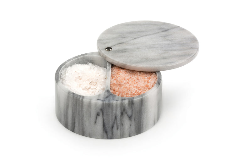 RSVP Marble Swivel Top Salt Box 13 x 6cm - White