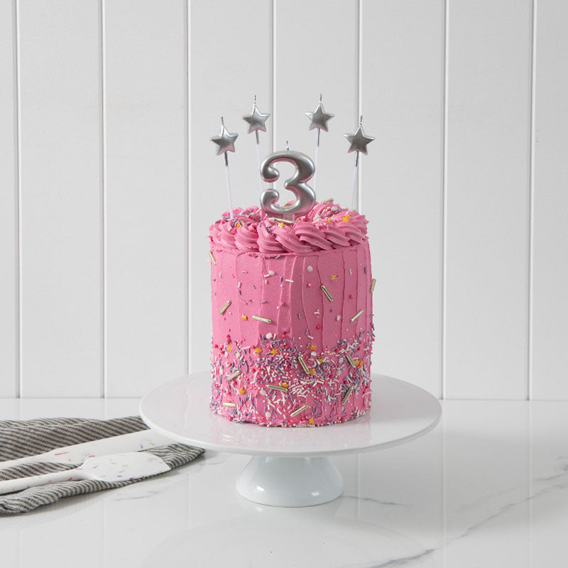 Cake & Candle Star Candle Picks Silver 4 Pack