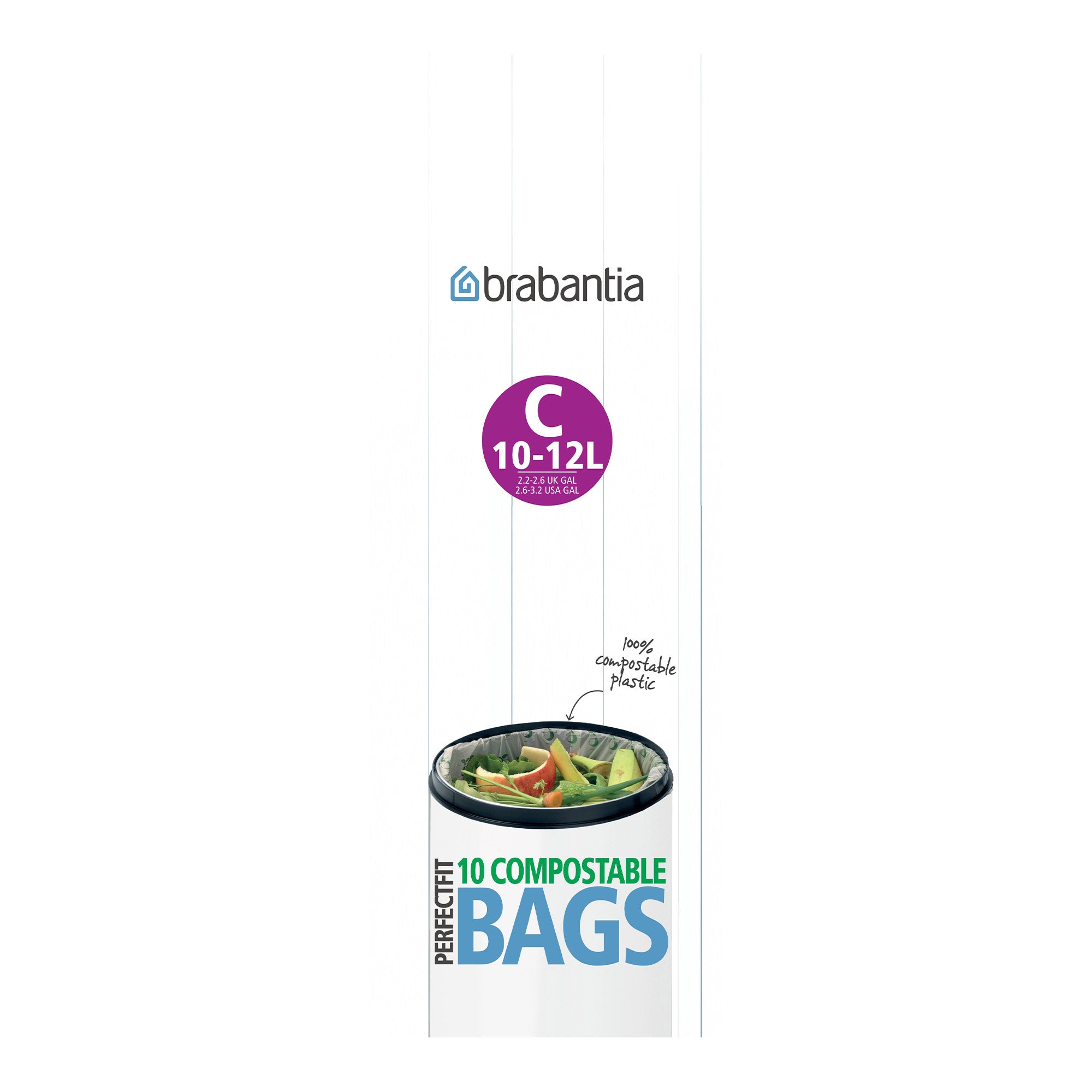 Brabantia Perfect Fit Compostable Bin Liner Code C (10/12 litre)