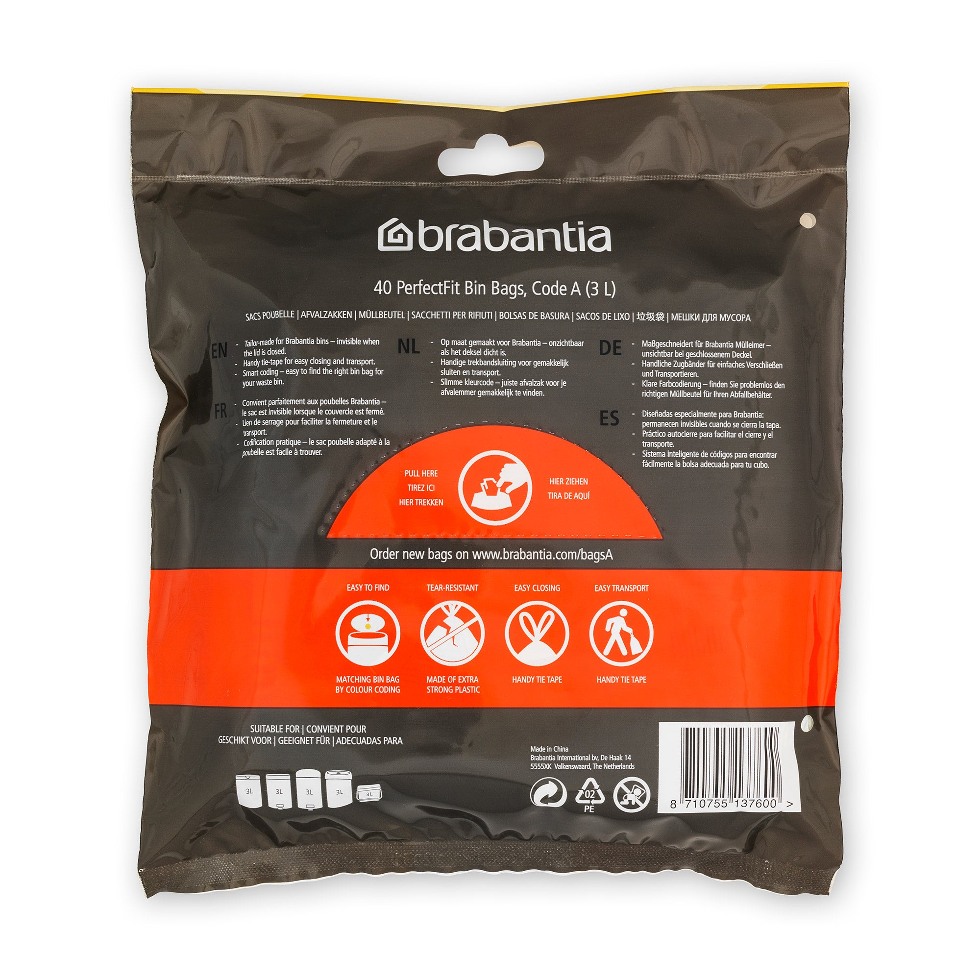 Brabantia Bin Liner Code A (3 Litre) 40 Bags Dispenser Pack