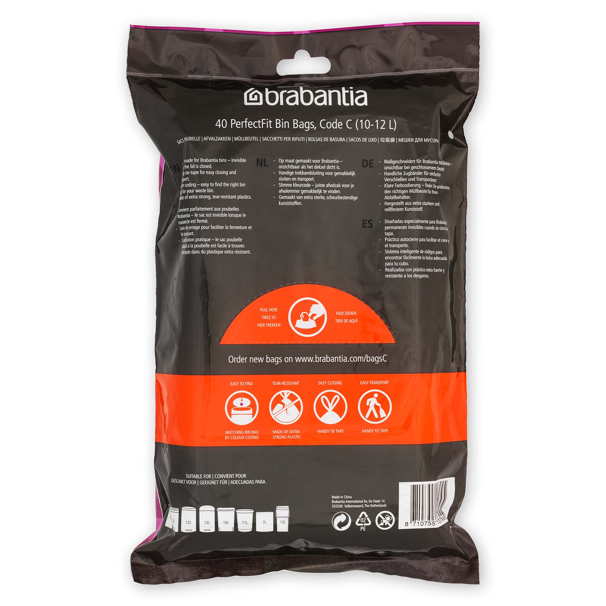 Brabantia Bin Liner Code C (10-12 Litre) 40 Bags Dispenser Pack