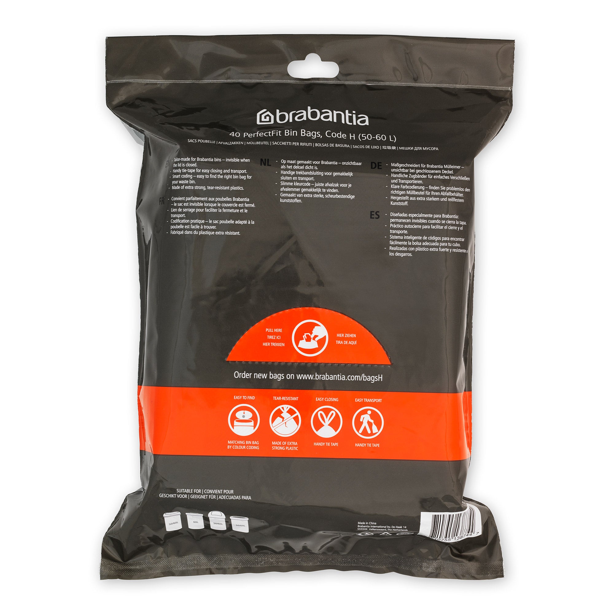 Brabantia Bin Liner Code H (50-60 Litre) 40 Bags Dispenser Pack