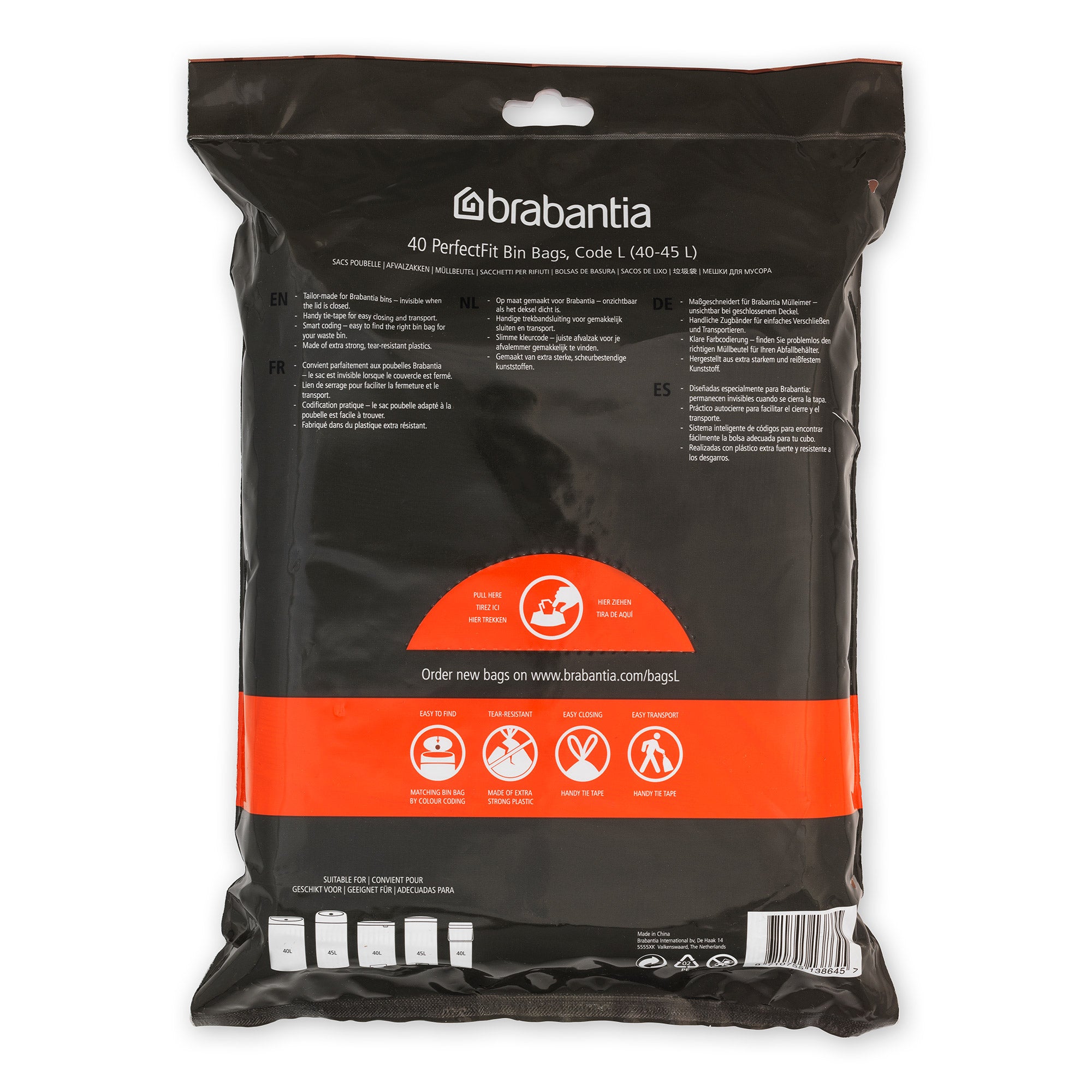 Brabantia Bin Liner Code L (40-45 Litre) 40 Bags Dispenser Pack
