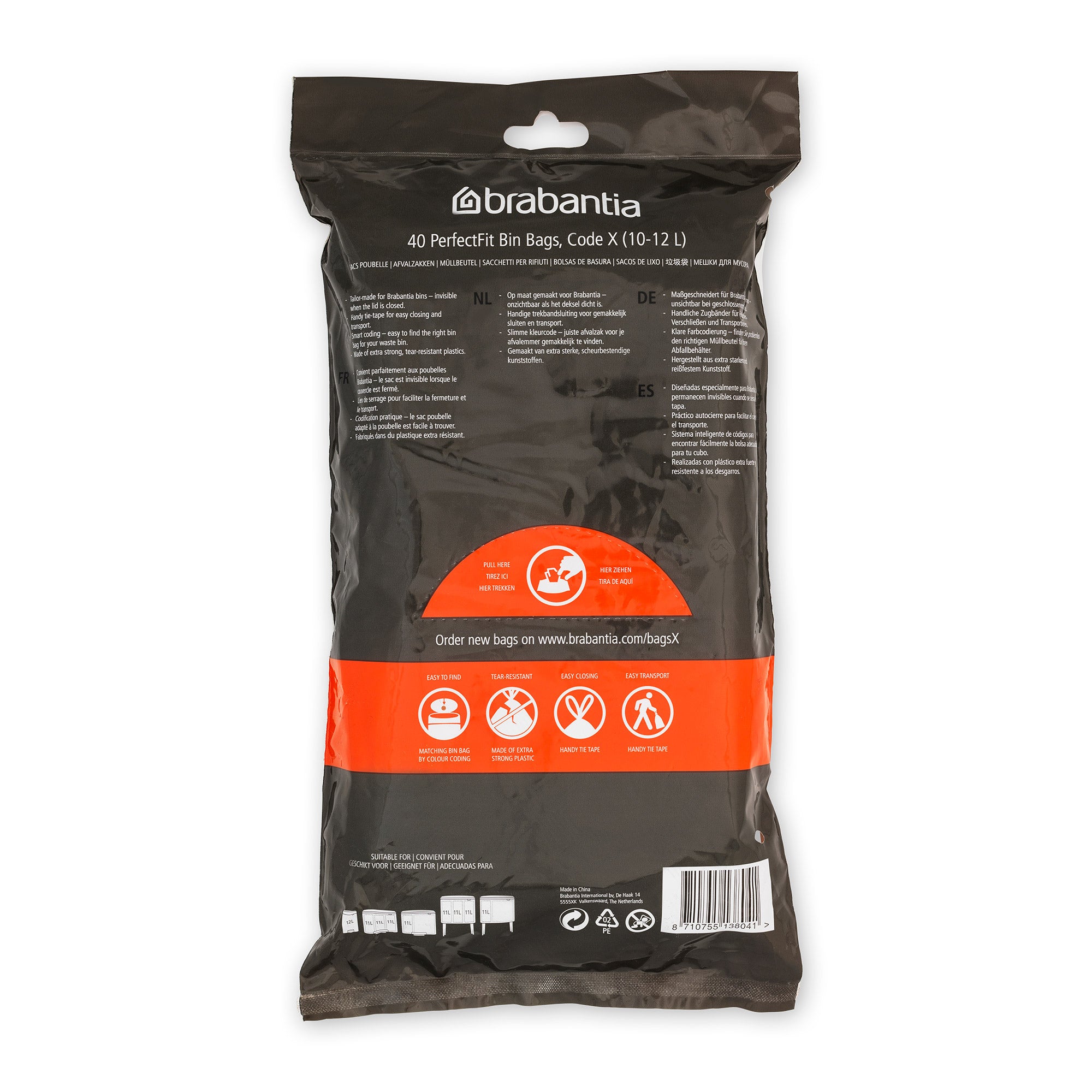 Brabantia Bin Liner Code X 10-12L (BO/ICON) 40 Bags Dispenser Pack