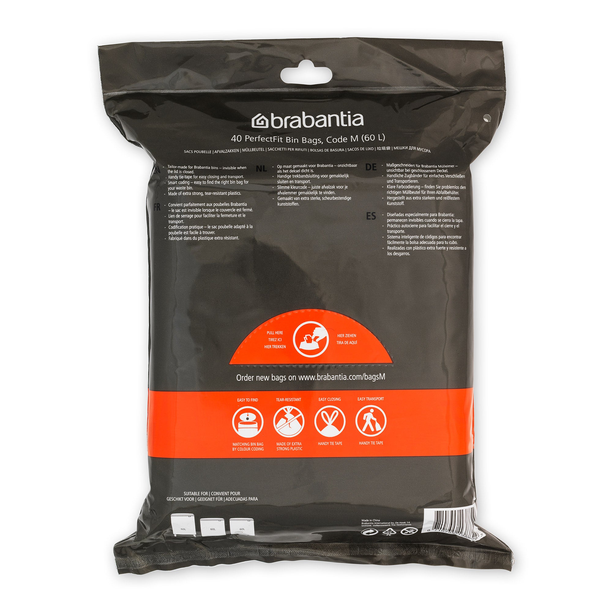 Brabantia Bin Liner Code M 60 Litre 40 Bags Dispenser Pack