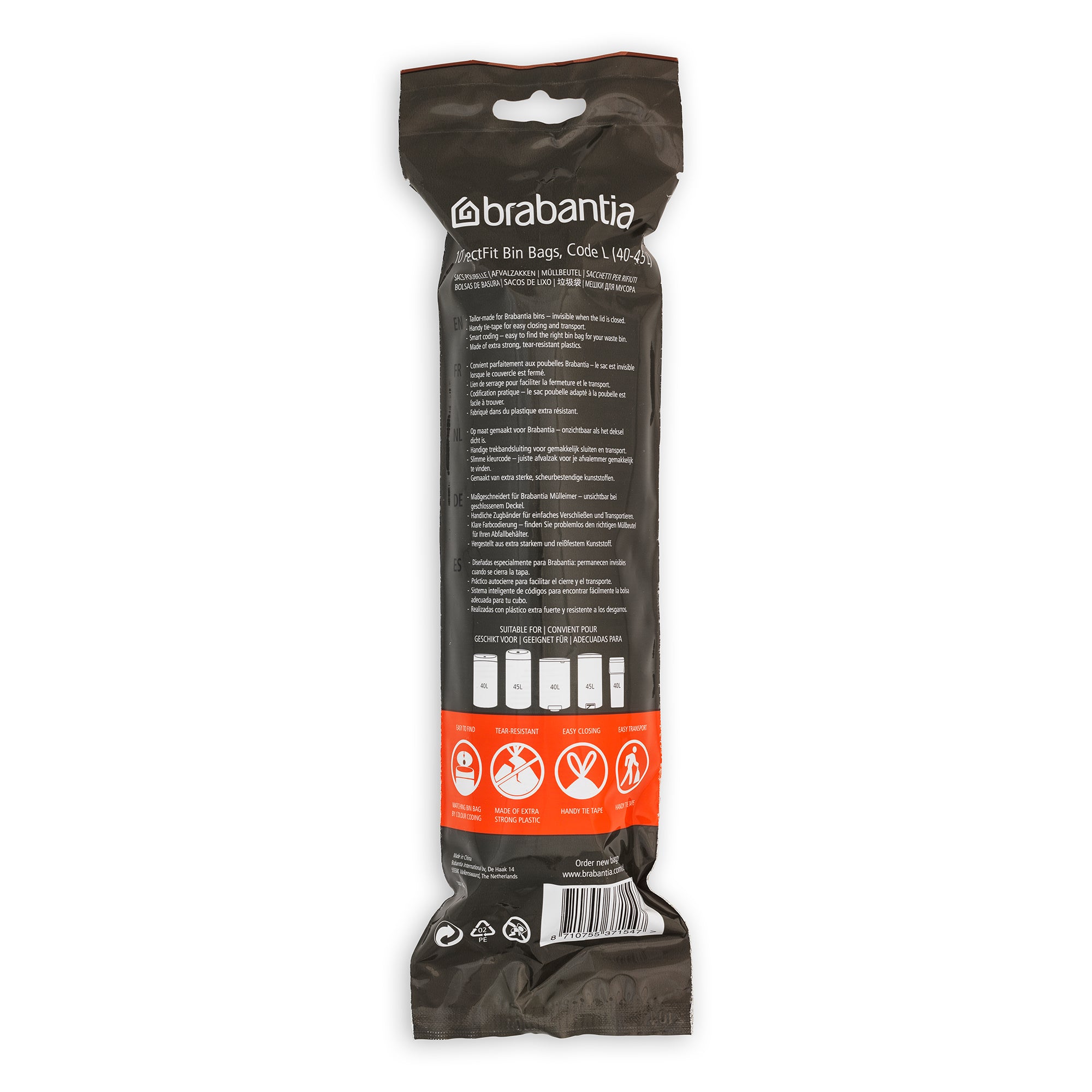 Brabantia Bin Liner Code L (Flatback ) 10 Bags/Roll