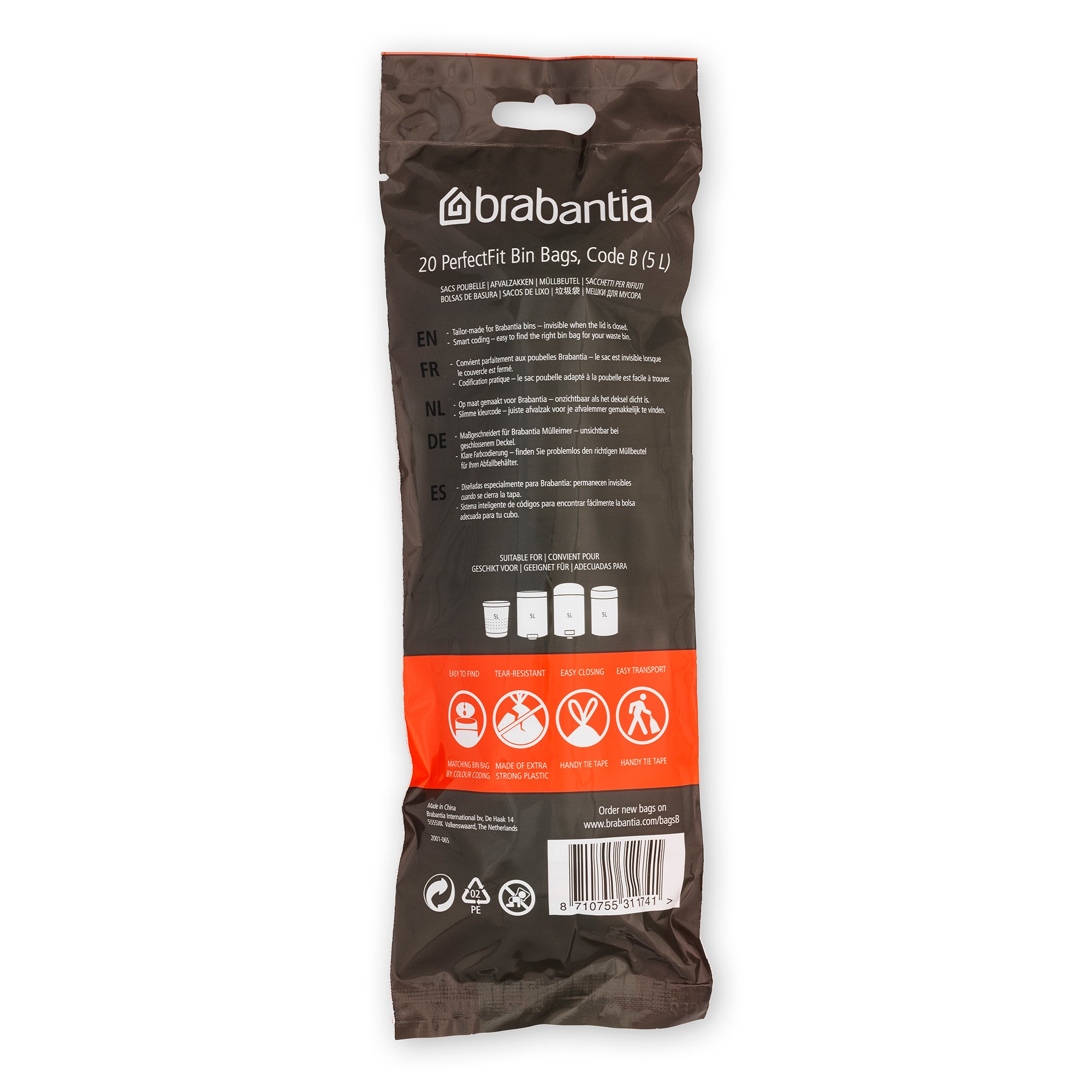 Brabantia Bin Liner Code B (5 Litre) 20 Bags/Roll
