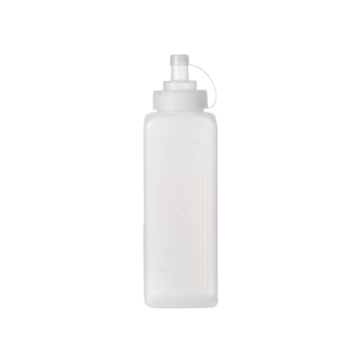 Chef Inox Square Wide Mouth Squeeze Bottle Graduated 1000ml Clear