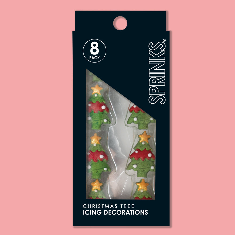 Sprinks Icing Decorations Christmas Trees 8 Piece