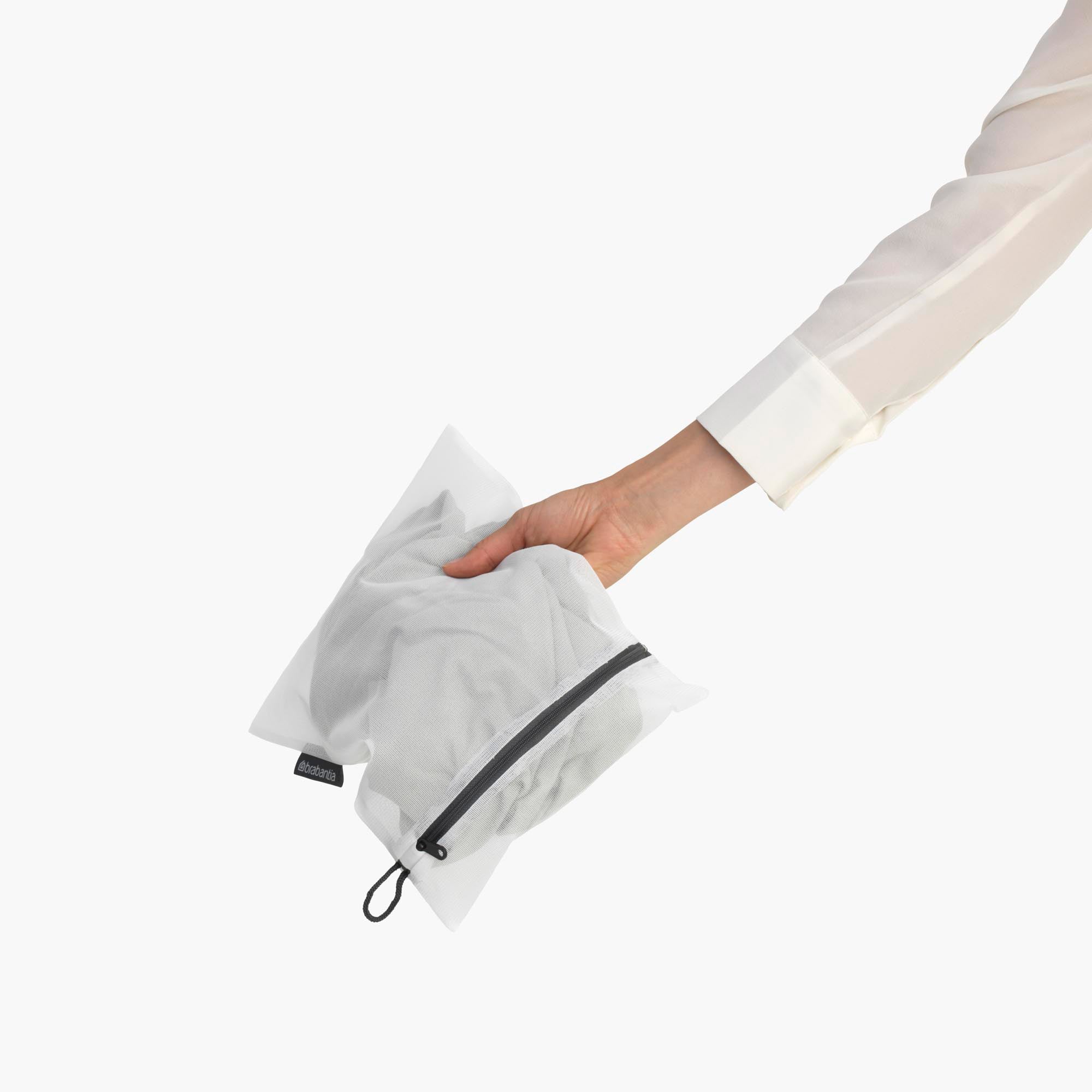 Brabantia Wash Bags Set of 3 in 2 sizes (2x 33 x 25cm / 1x 45 x 33cm) - White w/ Grey Zipper