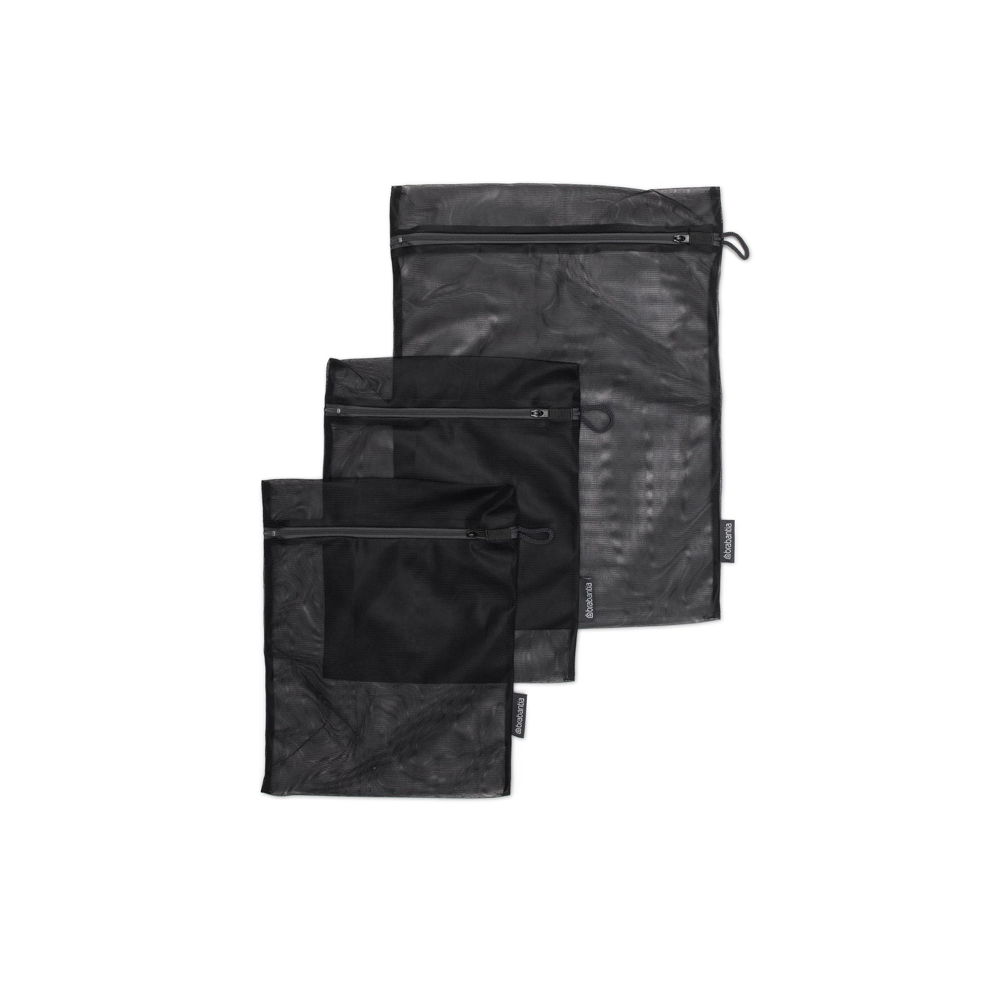 Brabantia Wash Bags Set of 3 in 2 sizes (2x 33 x 25cm / 1x 45 x 33cm) - Black