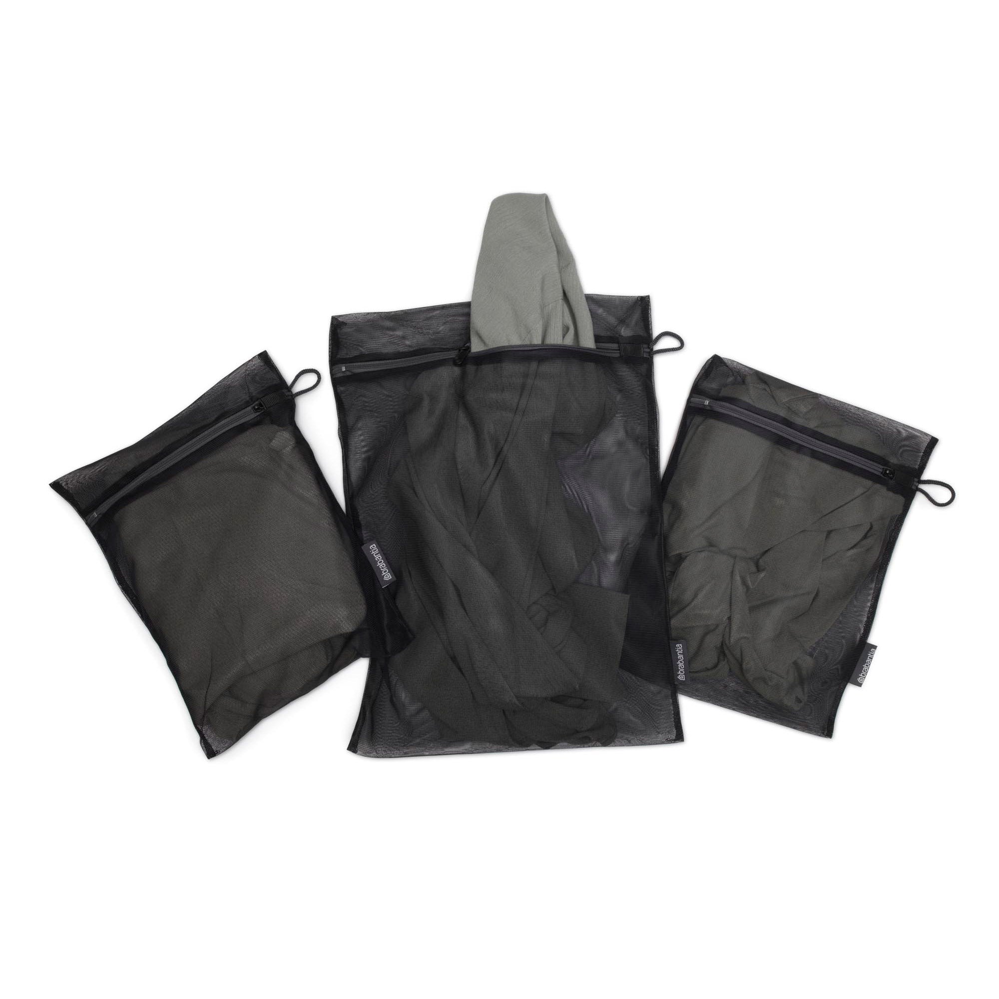 Brabantia Wash Bags Set of 3 in 2 sizes (2x 33 x 25cm / 1x 45 x 33cm) - Black