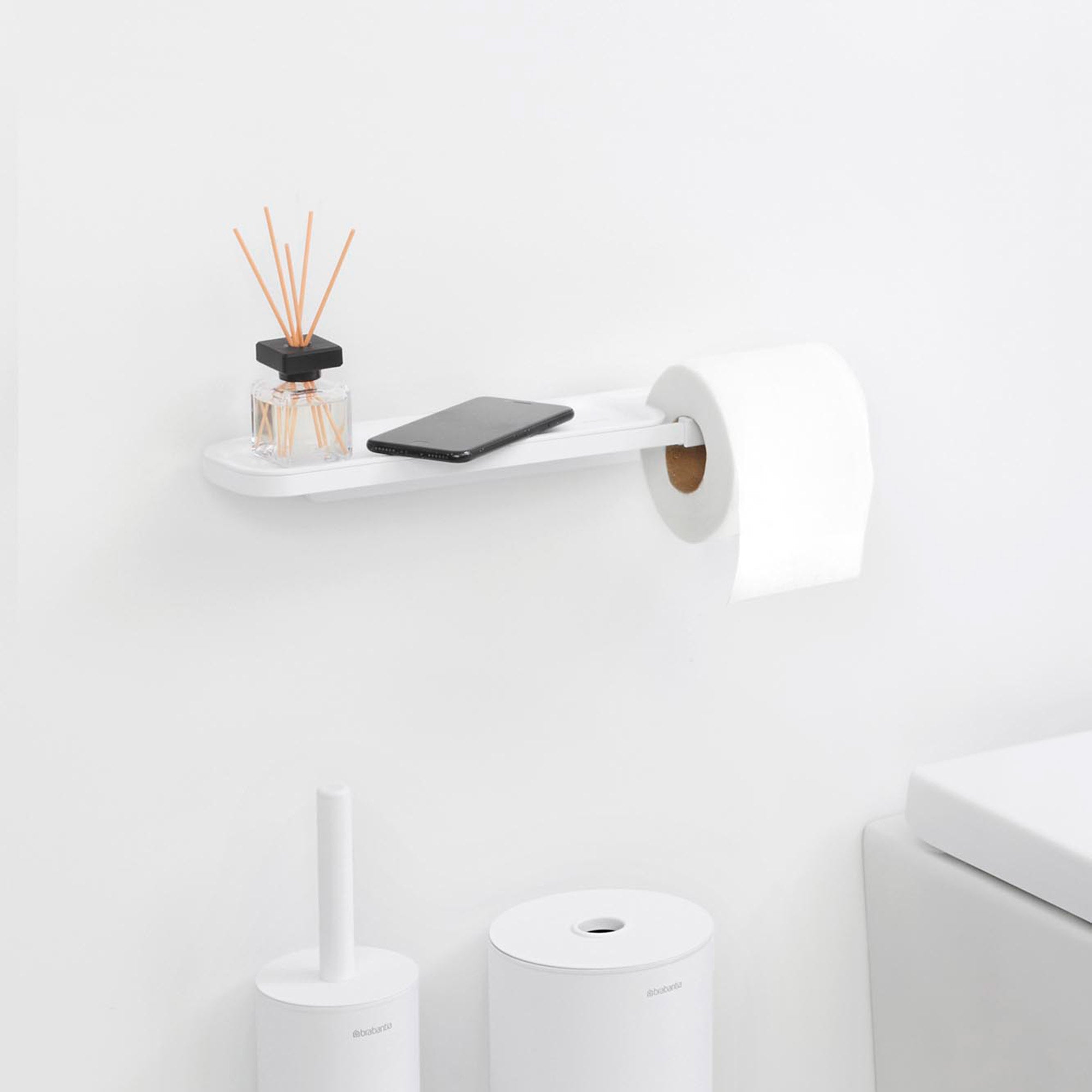 Brabantia Mindset Toilet Roll Holder w/ Shelf Mineral Fresh White