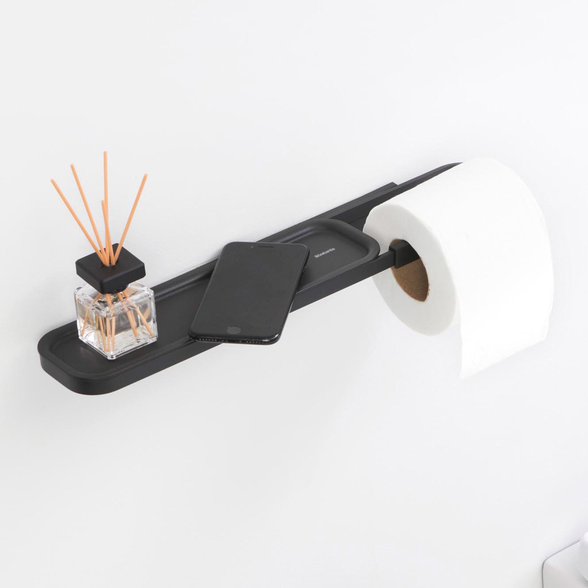 Brabantia Mindset Toilet Roll Holder w/ Shelf Mineral Infinite Grey