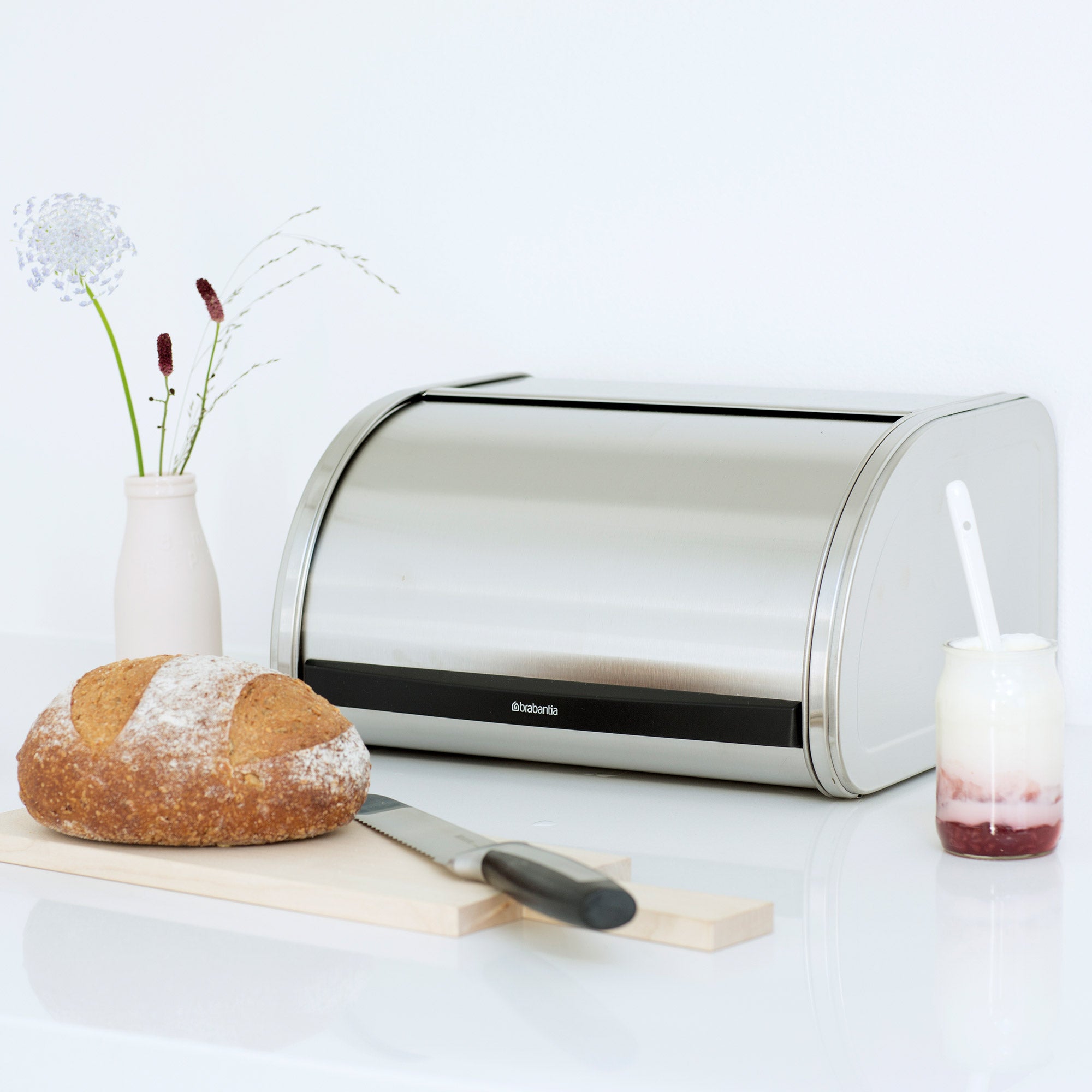 Brabantia Bread Bin Roll Top Medium - Matt Steel