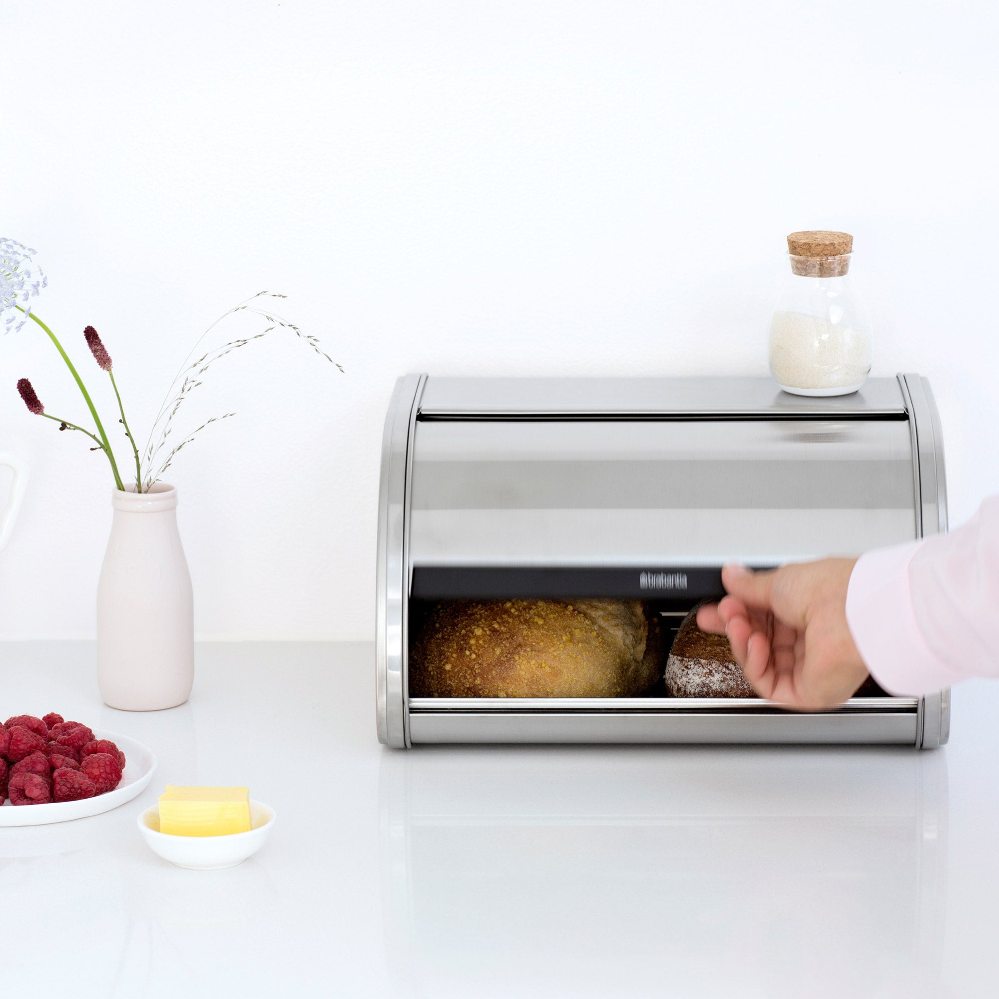 Brabantia Bread Bin Roll Top Medium - Matt Steel